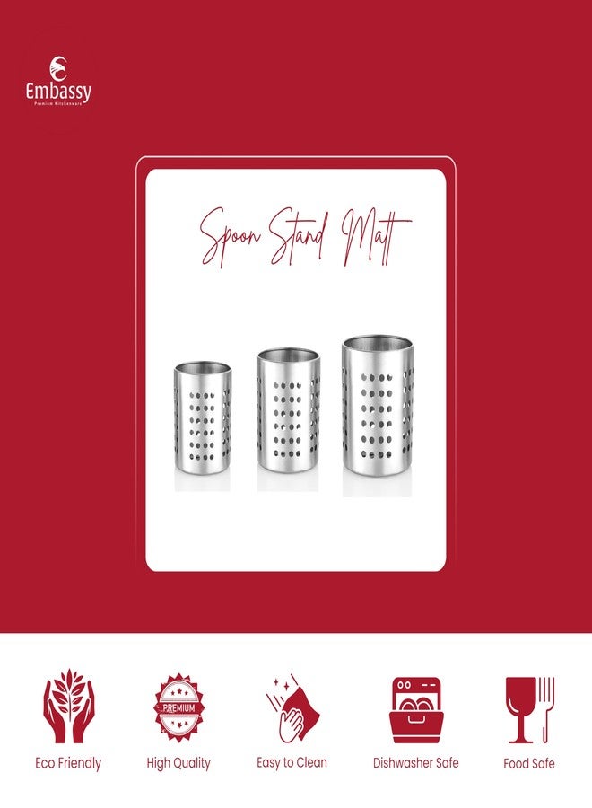 EMBASSY Cutlery/Stationary/Toiletry Holder, Set of 3 - Sizes 1-3 (Matt Finish, Stainless Steel) - Image 2